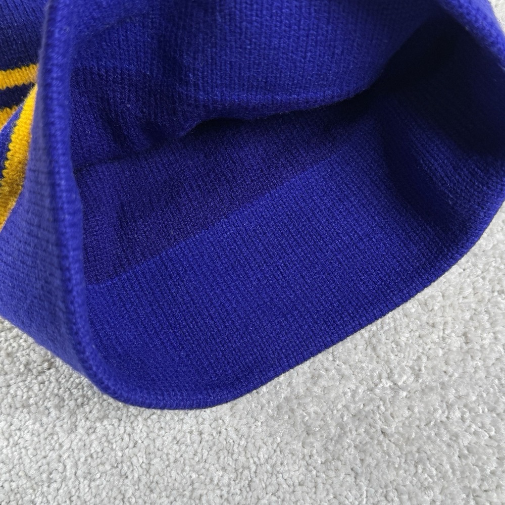 Northern Iowa Panthers UNI Winter Hat Vtg SPELL OUT Both sides ~ Purple Yellow - Picture 5 of 7